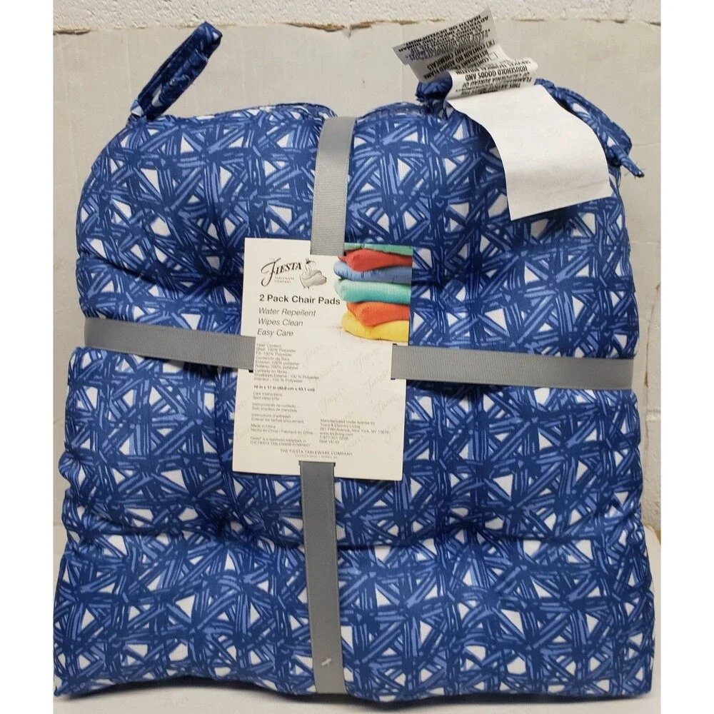 SET OF 2 THICK REVERSIBLE CUSHION CHAIR PADS w/ties (16